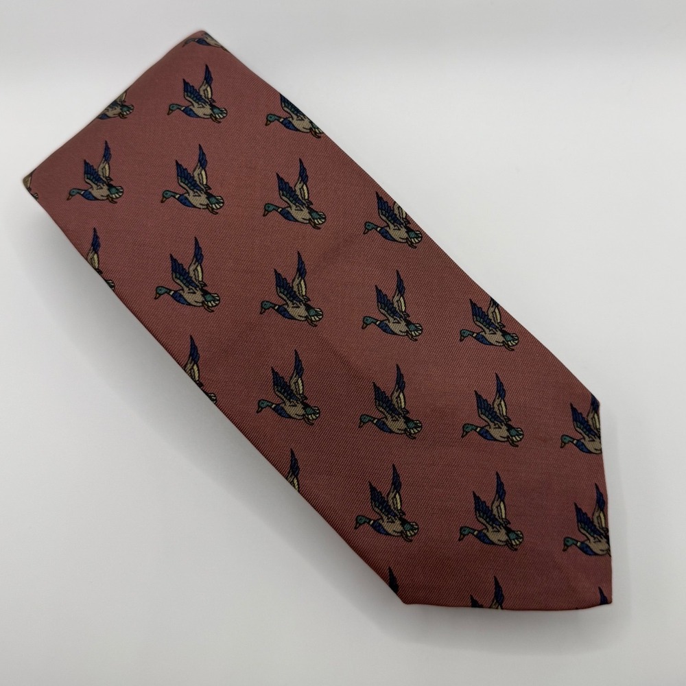 Robert Talbott Silk Tie OS Mallard Duck Bird Hunting Preppy Old Money Vintage